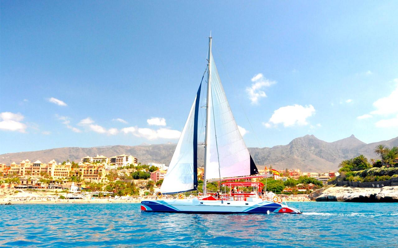 White Tenerife privater Katamaran für 50 Personen